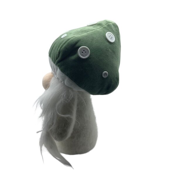 Green Mushroom Gnome Plush Stuffed 12.5" White Buttons Spring Decor - Picture 2 of 7